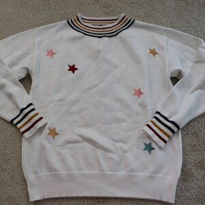 Mazik White Sweater with Colorful Star Details